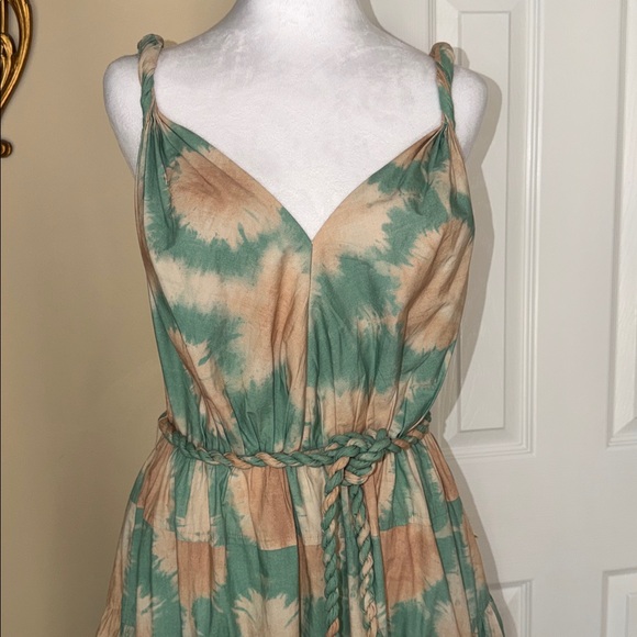 Ulla Johnson Valentina midi-length sundress 100% cotton shibori-inspired W/ belt - Picture 5 of 15